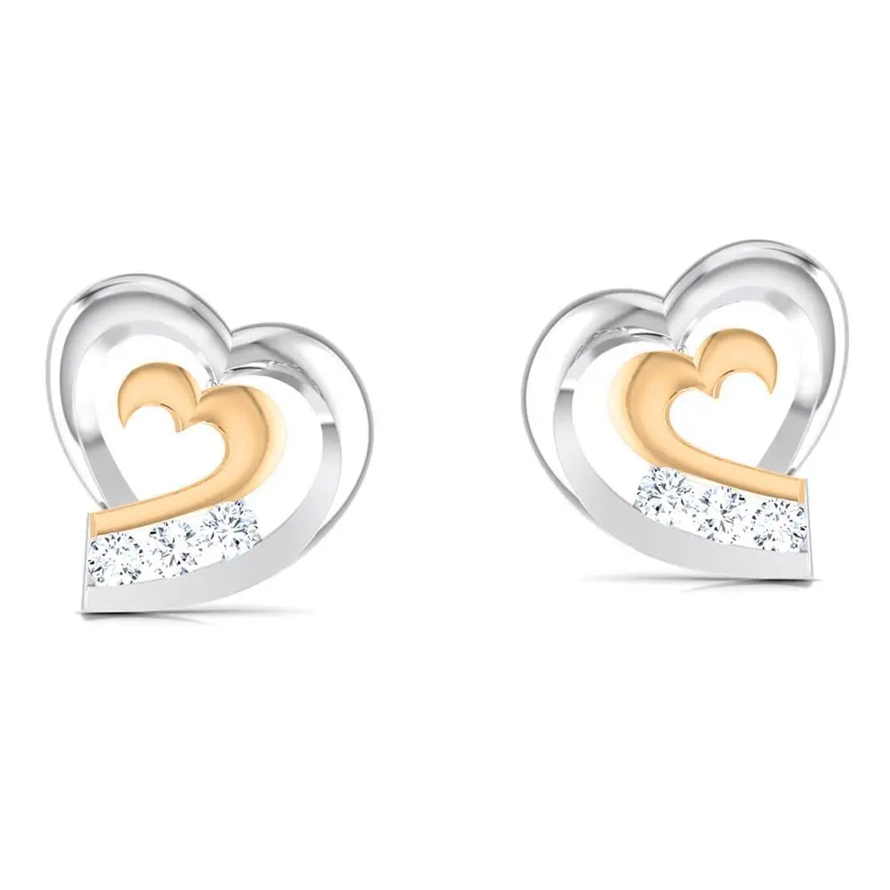 Heart Platinum Earrings with Rose Gold & Diamonds JL PT E 8169  Yellow-Gold Jewelove.US
