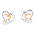 Load image into Gallery viewer, Heart Platinum Earrings with Rose Gold &amp; Diamonds JL PT E 8169  Yellow-Gold Jewelove.US
