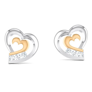 Heart Platinum Earrings with Rose Gold & Diamonds JL PT E 8169  Yellow-Gold Jewelove.US