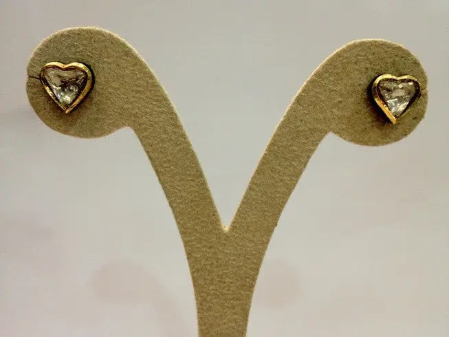 Heart Shape Uncut Diamond Solitaire Polki Earrings   Suranas Jewelove