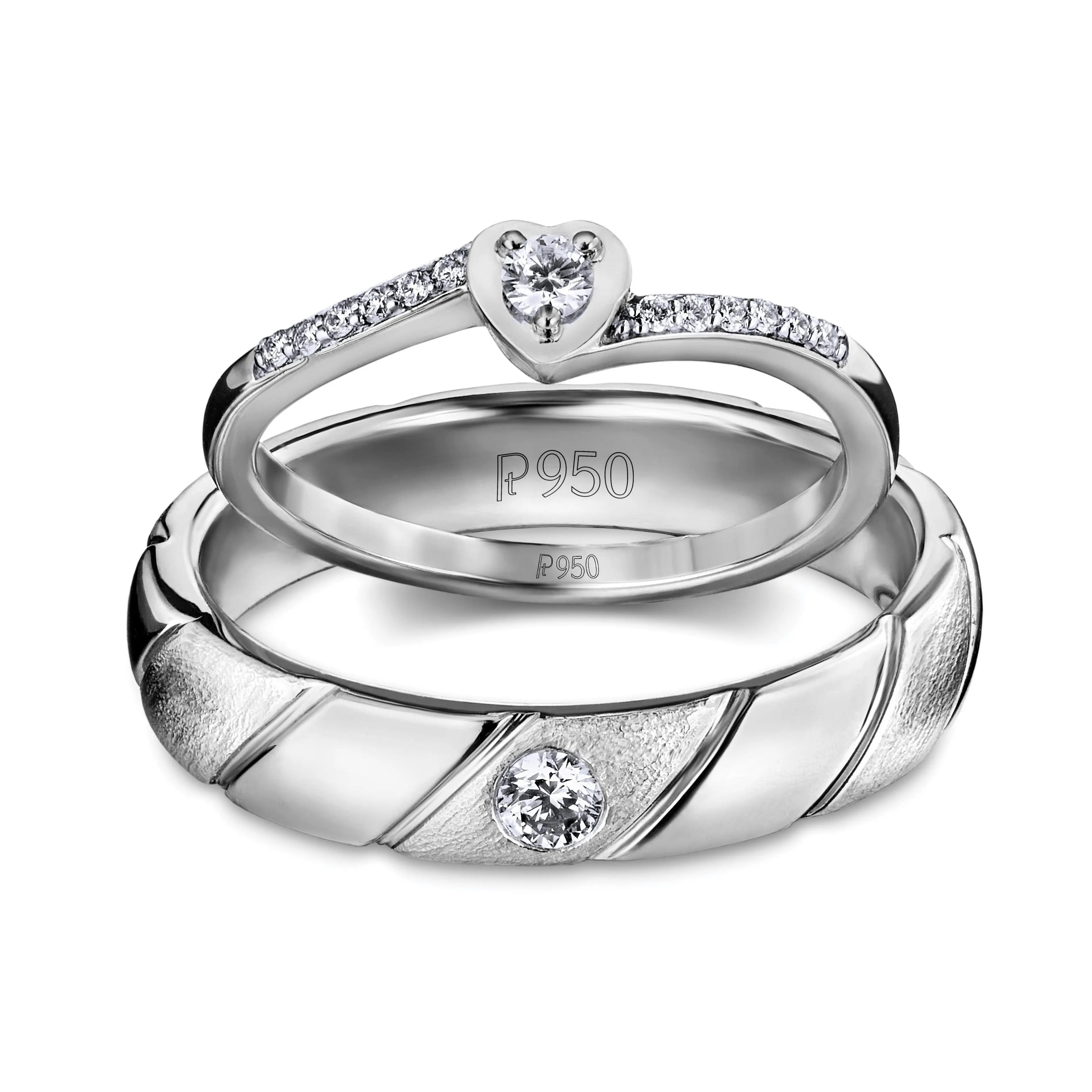 Heart & Mind Platinum Couple Rings with Diamonds JL PT 595   Jewelove.US