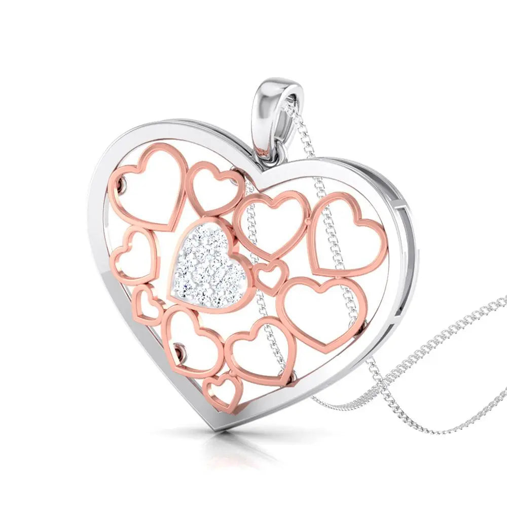 Heart of Hearts Rose Gold & Platinum Pendant with Diamonds JL PT P 8105  Rose-Gold Jewelove.US