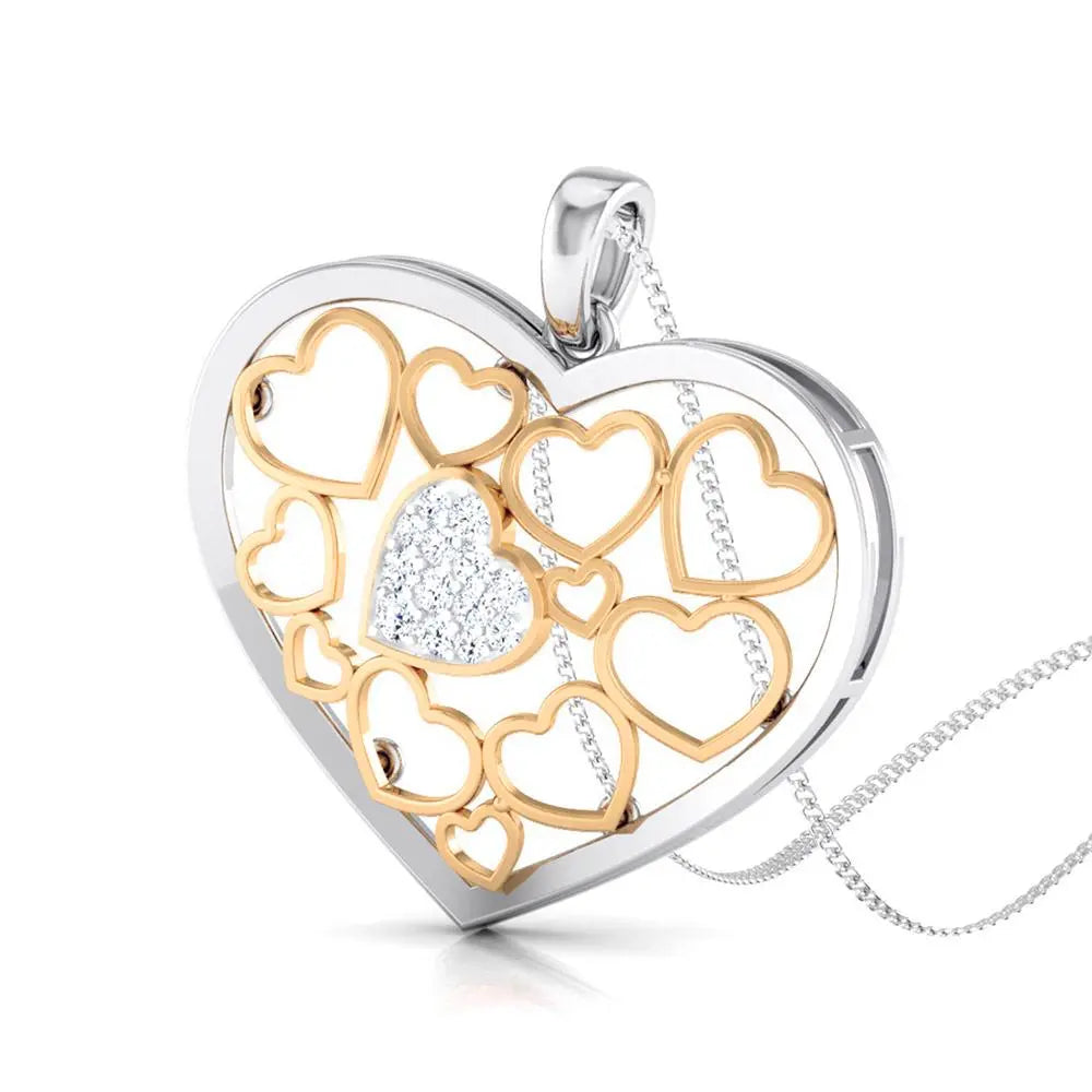 Heart of Hearts Rose Gold & Platinum Pendant with Diamonds JL PT P 8105  Yellow-Gold Jewelove.US