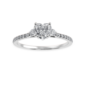 30-Pointer Heart Cut Solitaire Diamond Accents Shank Platinum Ring JL PT 1243   Jewelove.US