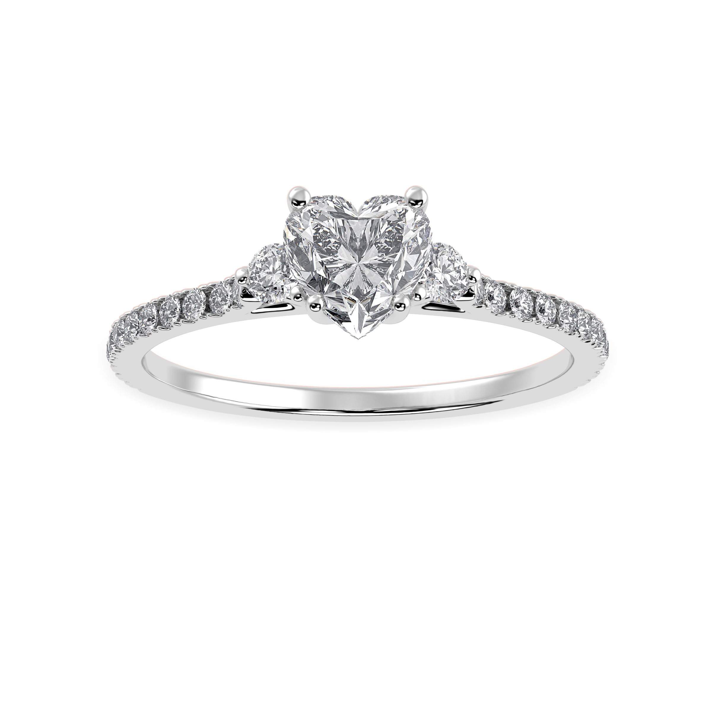 70-Pointer Heart Cut Solitaire Diamond Accents Shank Platinum Ring JL PT 1243-B   Jewelove.US