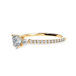 50-Pointer Heart Cut Solitaire Diamond Accents Shank 18K Yellow Gold Ring JL AU 1243Y-A   Jewelove.US