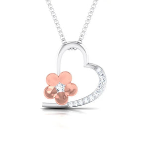Hearty with a Flower Platinum Pendant with Diamonds JL PT P 8110   Jewelove.US