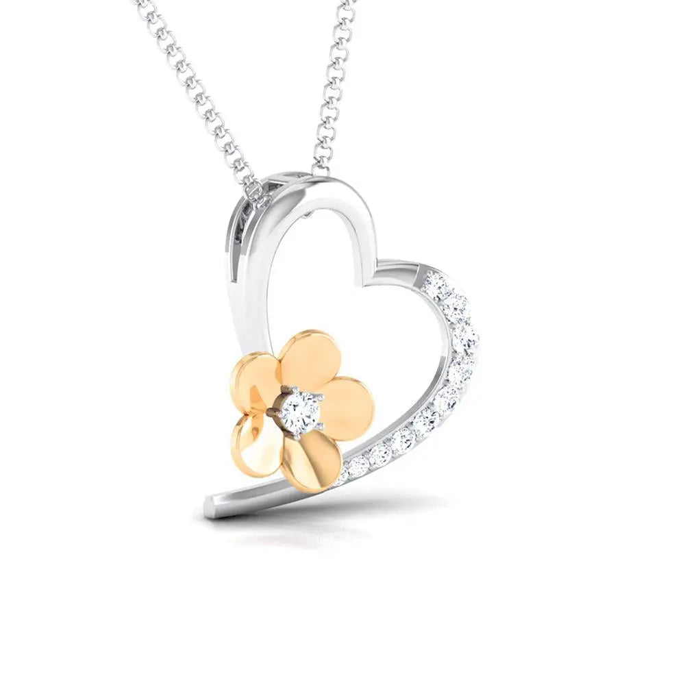 Hearty with a Flower Platinum Pendant with Diamonds JL PT P 8110   Jewelove.US