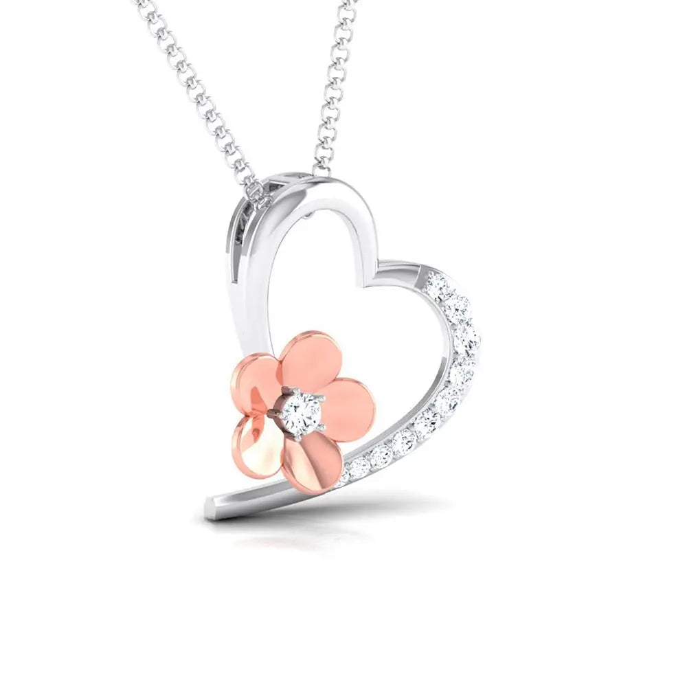 Hearty with a Flower Platinum Pendant with Diamonds JL PT P 8110   Jewelove.US