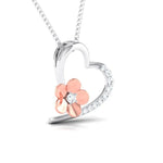 Load image into Gallery viewer, Hearty with a Flower Platinum Pendant with Diamonds JL PT P 8110   Jewelove.US
