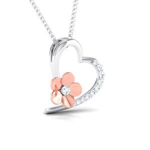 Hearty with a Flower Platinum Pendant with Diamonds JL PT P 8110   Jewelove.US