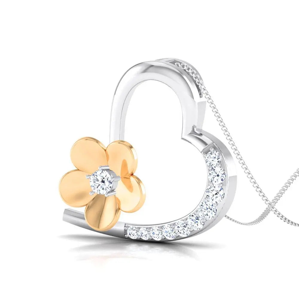 Hearty with a Flower Platinum Pendant with Diamonds JL PT P 8110  Yellow-Gold Jewelove.US
