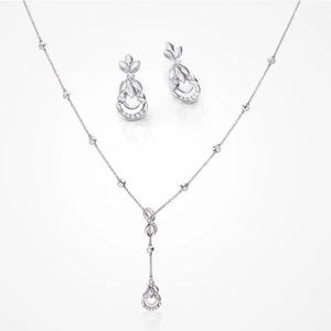 Infinity Platinum Evara Diamond Necklace & Earrings with Diamond Studded Chain for Women JL PTN 174  Both Jewelove.US