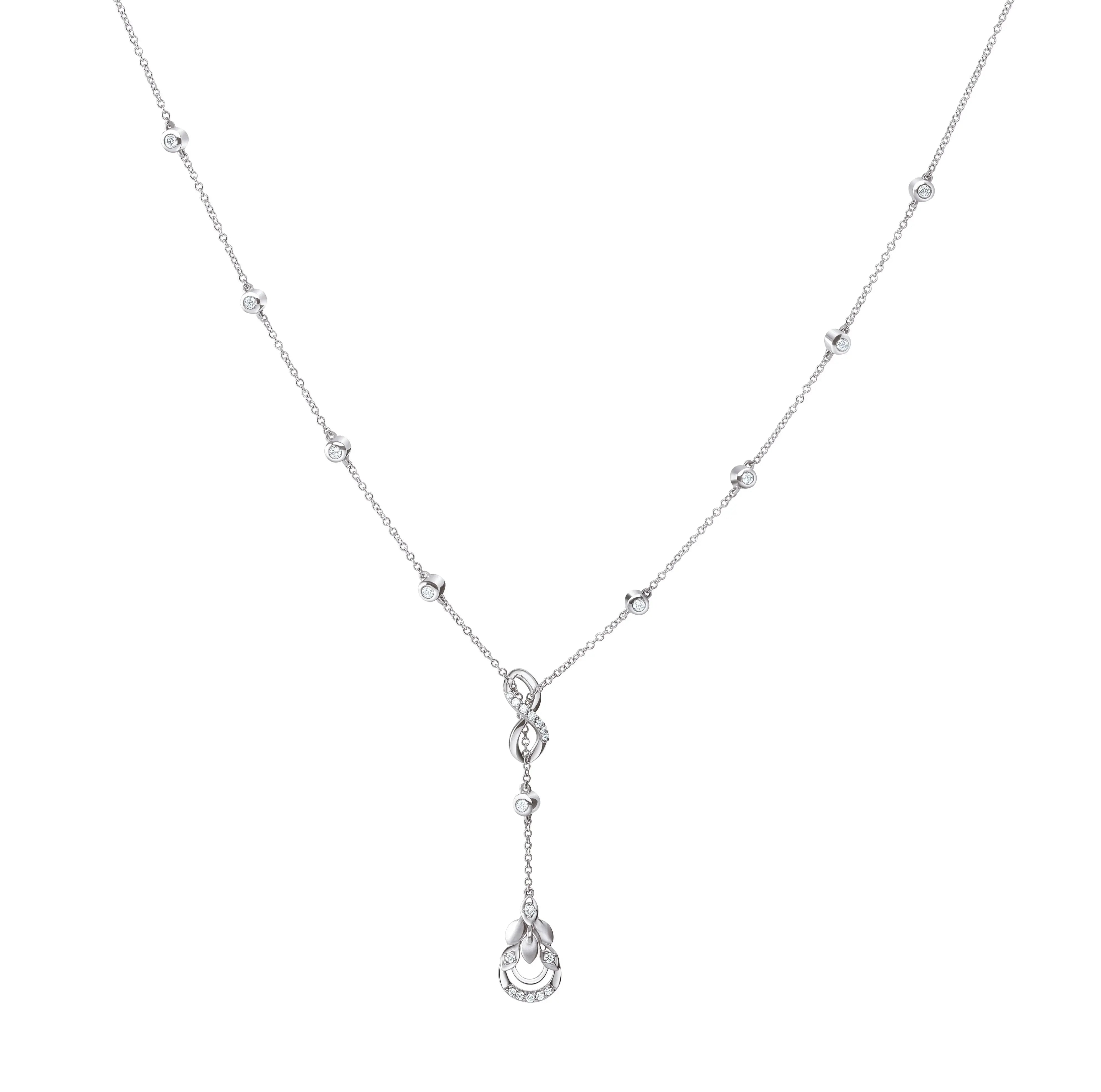 Infinity Platinum Evara Diamond Necklace & Earrings with Diamond Studded Chain for Women JL PTN 174  Necklace Jewelove.US