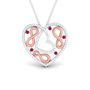 Infinity & Heart Platinum & Rose Gold Pendant with Diamonds JL PT P 8197   Jewelove.US