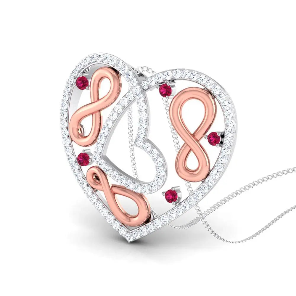 Infinity & Heart Platinum & Rose Gold Pendant with Diamonds JL PT P 8197  VVS-GH Jewelove.US