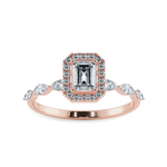 Load image into Gallery viewer, 30-Pointer Emerald Cut Solitaire Halo Diamonds &amp; Marquise Diamonds Accents 18K Rose Gold Solitaire Ring JL AU 1272R
