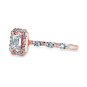 70-Pointer Emerald Cut Solitaire Halo Diamonds & Marquise Diamonds Accents 18K Rose Gold Solitaire Ring JL AU 1272R-B   Jewelove.US