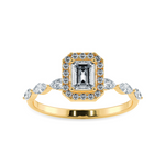 Load image into Gallery viewer, 50-Pointer Emerald Cut Solitaire Halo Diamonds with Marquise Cut Diamonds Accents 18K Yellow Gold Ring JL AU 1272Y-A

