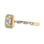 Load image into Gallery viewer, 30-Pointer Emerald Cut Solitaire Halo Diamonds with Marquise Cut Diamonds Accents 18K Yellow Gold Ring JL AU 1272Y
