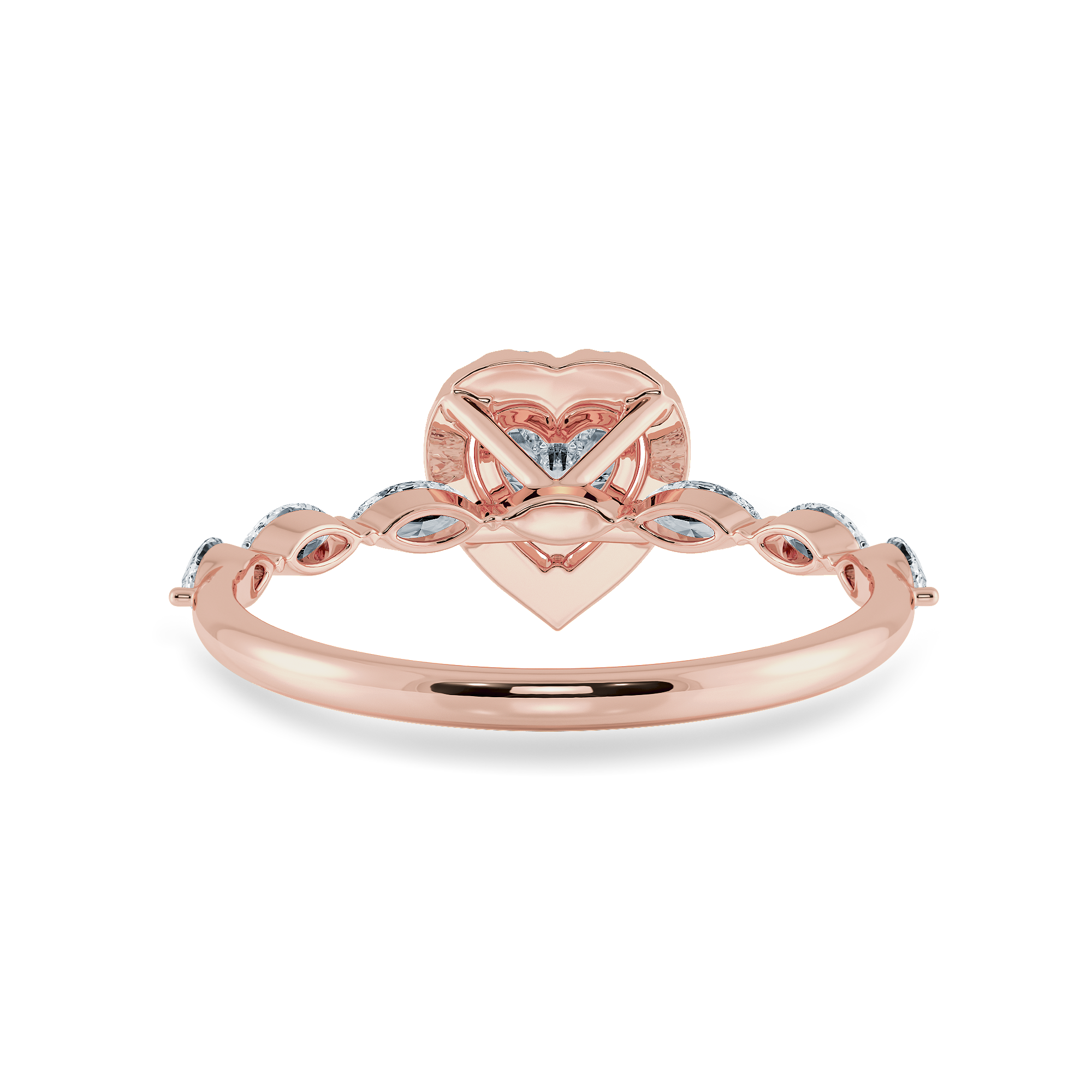 70-Pointer Heart Cut Solitaire Halo Diamonds with Marquise Diamonds Accents 18K Rose Gold Ring JL AU 1273R-B   Jewelove.US