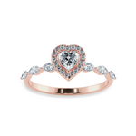 Load image into Gallery viewer, 70-Pointer Heart Cut Solitaire Halo Diamonds with Marquise Diamonds Accents 18K Rose Gold Ring JL AU 1273R-B   Jewelove.US
