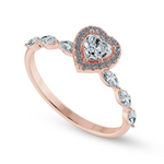 Load image into Gallery viewer, 70-Pointer Heart Cut Solitaire Halo Diamonds with Marquise Diamonds Accents 18K Rose Gold Ring JL AU 1273R-B   Jewelove.US
