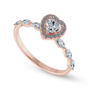 70-Pointer Heart Cut Solitaire Halo Diamonds with Marquise Diamonds Accents 18K Rose Gold Ring JL AU 1273R-B   Jewelove.US