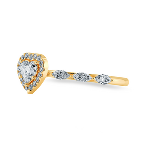 70-Pointer Heart Cut Solitaire Halo Diamonds with Marquise Diamonds Accents 18K Yellow Gold Ring JL AU 1273Y-B   Jewelove.US