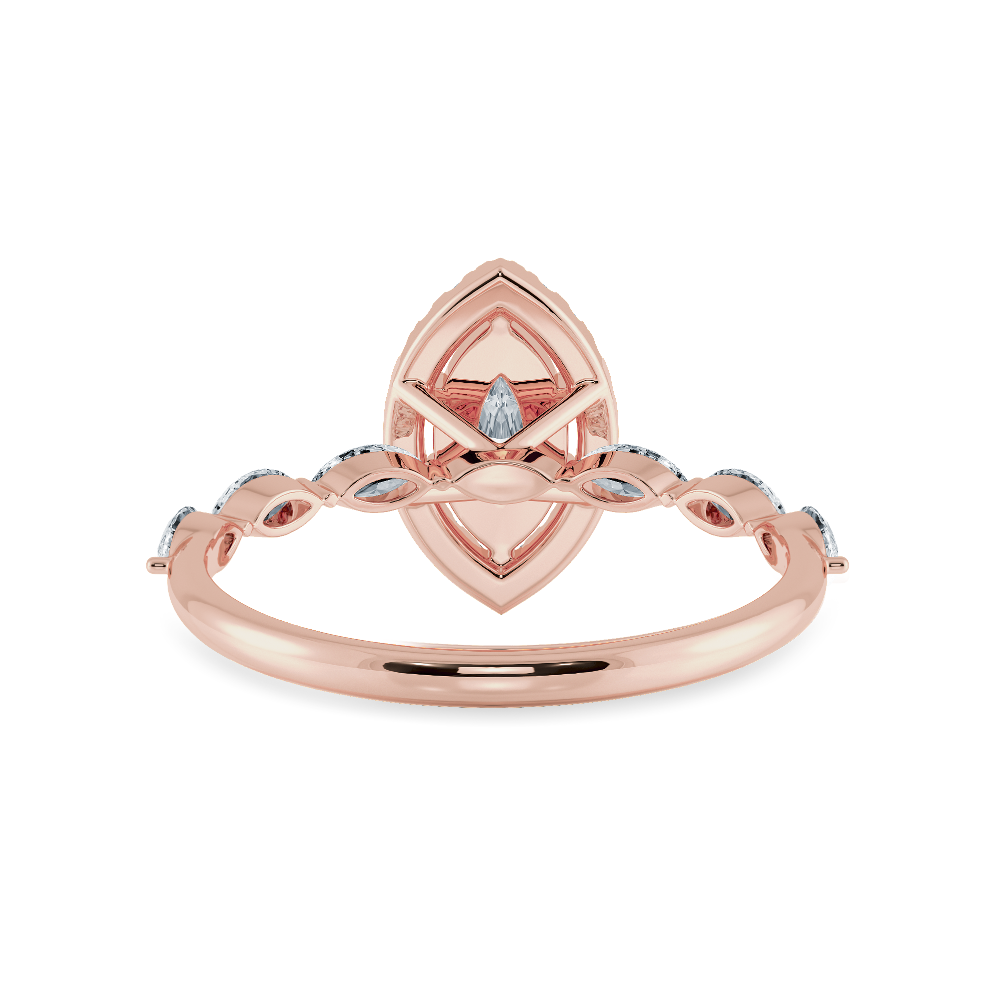 70-Pointer Marquise Cut Solitaire Halo Diamonds Accents 18K Rose Gold Ring JL AU 1274R-B   Jewelove.US