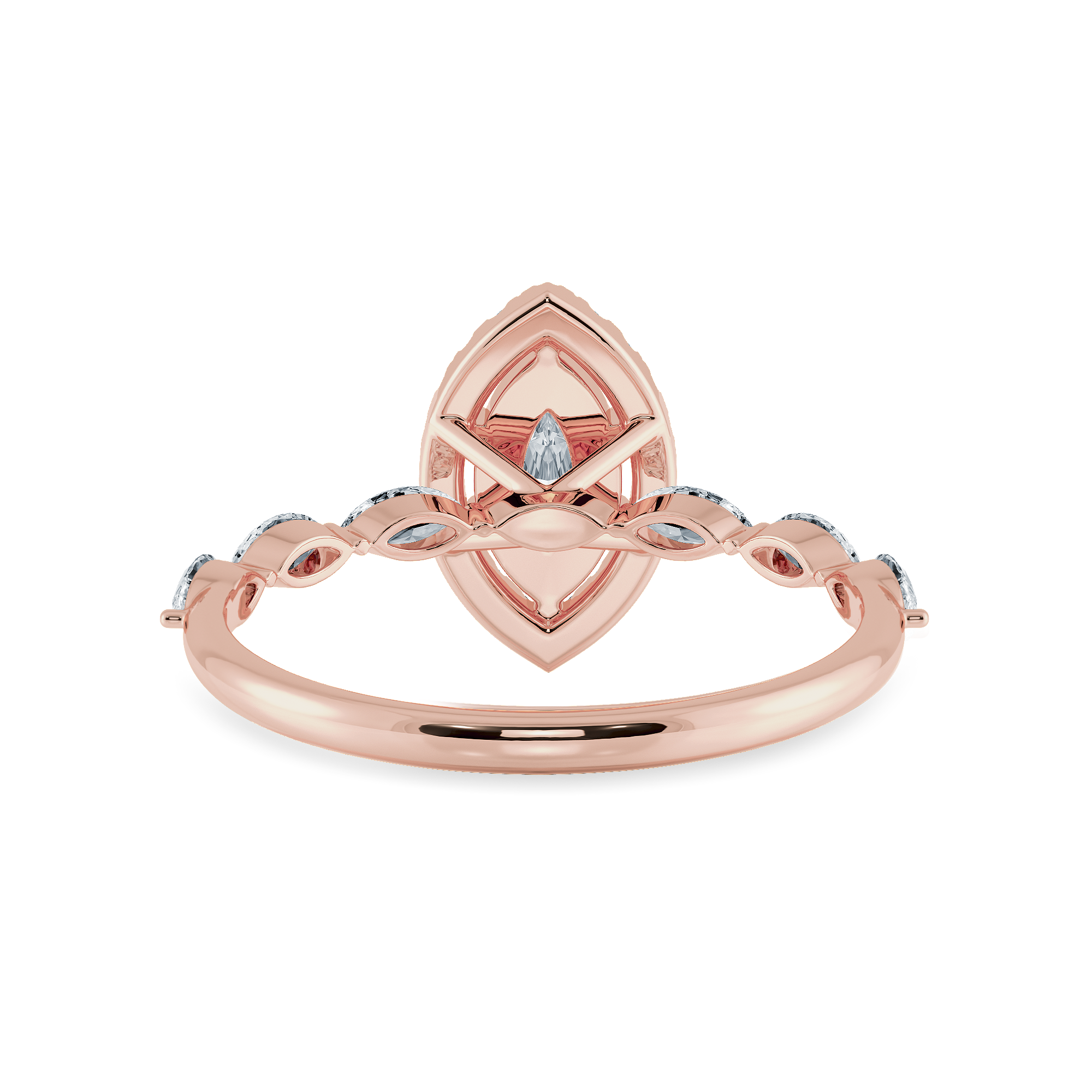 50-Pointer Marquise Cut Solitaire Halo Diamonds Accents 18K Rose Gold Ring JL AU 1274R-A   Jewelove.US