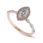 Load image into Gallery viewer, 30-Pointer Marquise Cut Solitaire Halo Diamonds Accents 18K Rose Gold Ring JL AU 1274R   Jewelove.US
