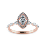 Load image into Gallery viewer, 70-Pointer Marquise Cut Solitaire Halo Diamonds Accents 18K Rose Gold Ring JL AU 1274R-B   Jewelove.US
