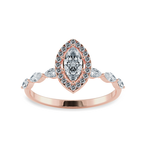 70-Pointer Marquise Cut Solitaire Halo Diamonds Accents 18K Rose Gold Ring JL AU 1274R-B   Jewelove.US