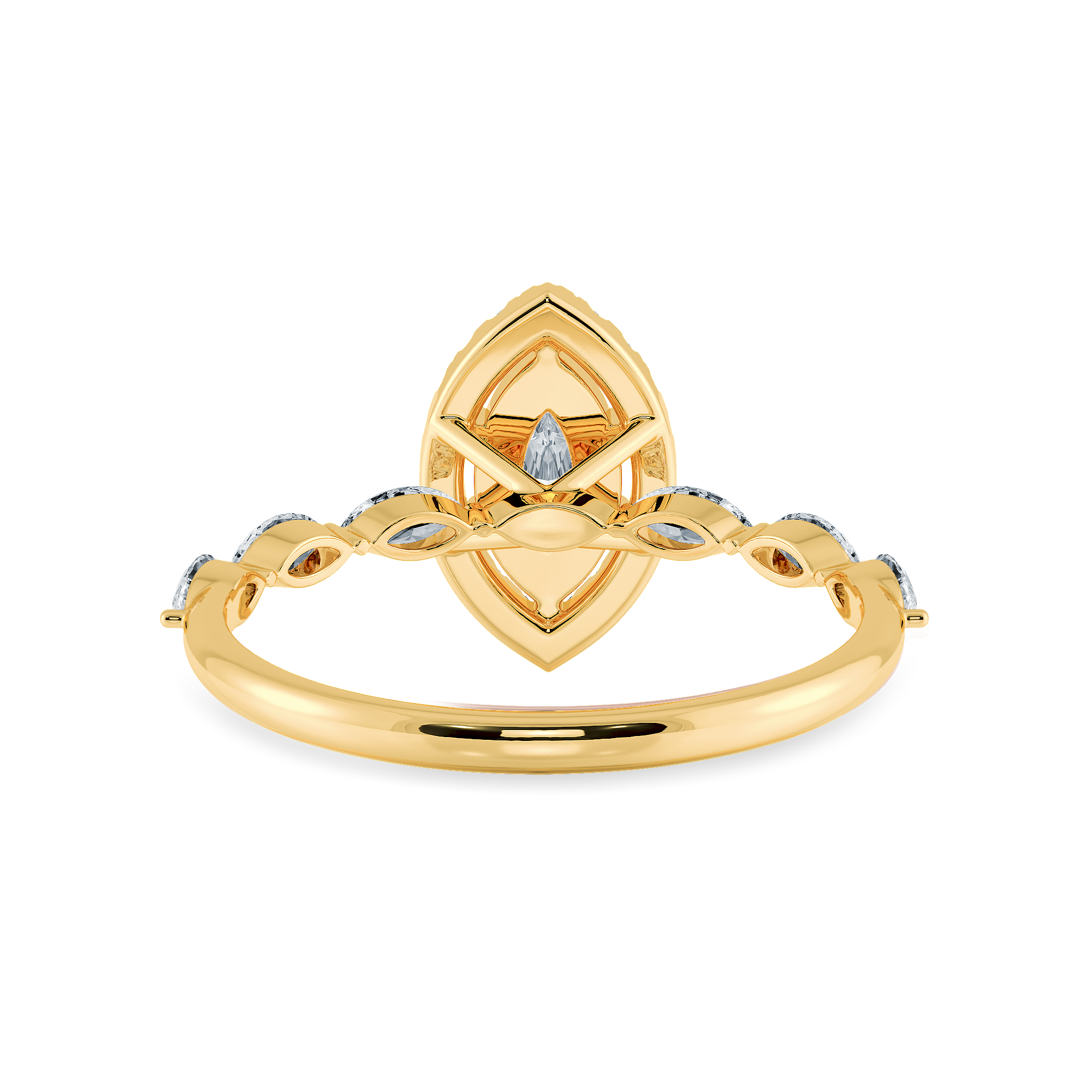 70-Pointer Marquise Cut Solitaire Halo Diamonds Accents 18K Yellow Gold Ring JL AU 1274Y-B   Jewelove.US