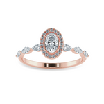 Load image into Gallery viewer, 70-Pointer Oval Cut Solitaire Halo Diamonds with Marquise Cut Accents 18K Rose Gold Ring JL AU 1275R-B   Jewelove.US
