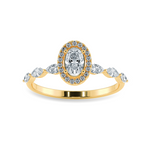 Load image into Gallery viewer, 70-Pointer Oval Cut Solitaire Halo Diamonds with Marquise Accents 18K Yellow Gold Ring JL AU 1275Y-B   Jewelove.US
