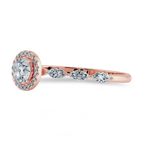Load image into Gallery viewer, 50-Pointer Solitaire Halo Diamond with Marquise Cut Diamond Accents 18K Rose Gold Ring JL AU 1278R-A   Jewelove.US
