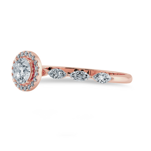 50-Pointer Solitaire Halo Diamond with Marquise Cut Diamond Accents 18K Rose Gold Ring JL AU 1278R-A   Jewelove.US