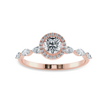 Load image into Gallery viewer, 50-Pointer Solitaire Halo Diamond with Marquise Cut Diamond Accents 18K Rose Gold Ring JL AU 1278R-A   Jewelove.US
