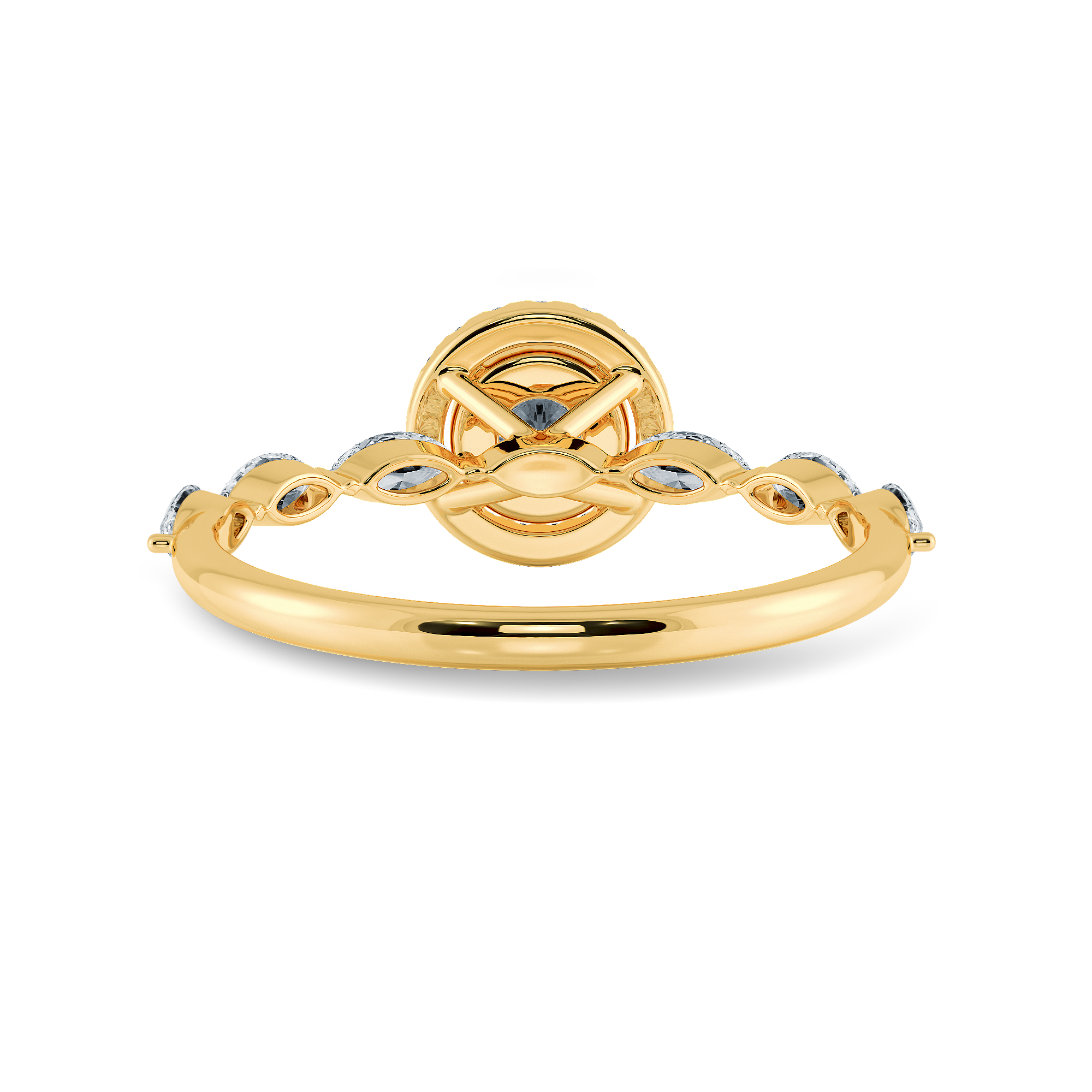 1-Carat Solitaire Halo Diamond with Marquise Cut Diamond Accents 18K Yellow Gold Ring JL AU 1278Y-C   Jewelove.US