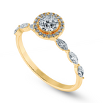 Load image into Gallery viewer, 1-Carat Solitaire Halo Diamond with Marquise Cut Diamond Accents 18K Yellow Gold Ring JL AU 1278Y-C   Jewelove.US
