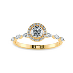 Load image into Gallery viewer, 50-Pointer Solitaire Halo Diamond with Marquise Cut Diamond Accents 18K Yellow Gold Ring JL AU 1278Y-A   Jewelove.US

