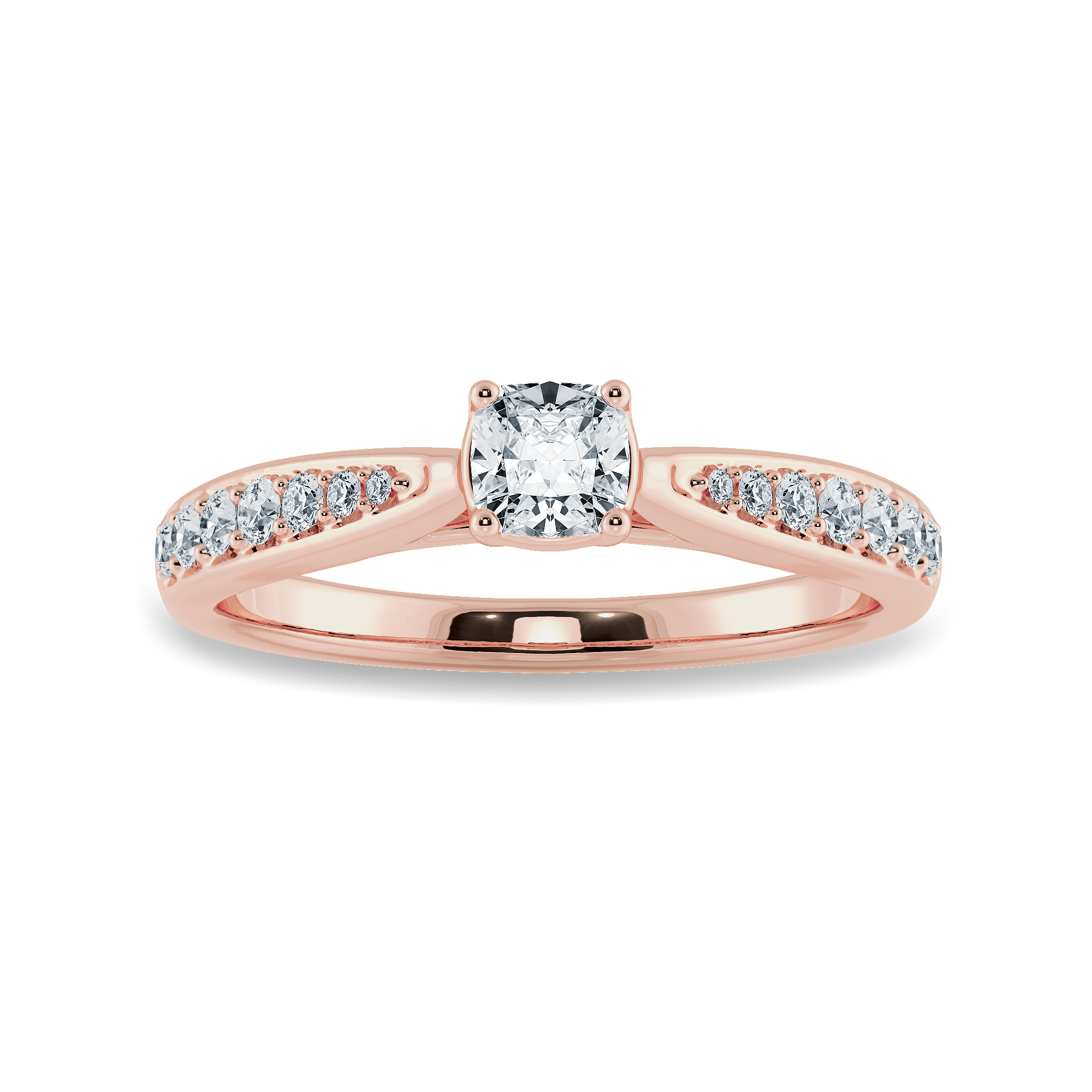 50-Pointer Cushion Cut Solitaire Diamond Shank 18K Rose Gold Ring JL AU 1279R-A   Jewelove.US