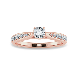 50-Pointer Cushion Cut Solitaire Diamond Shank 18K Rose Gold Ring JL AU 1279R-A   Jewelove.US