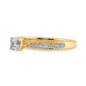70 Pointer Cushion Cut Solitaire Diamond Shank 18K Yellow Gold