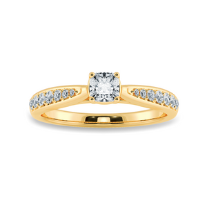 70-Pointer Cushion Cut Solitaire Diamond Shank 18K Yellow Gold Ring JL AU 1279Y-B   Jewelove.US