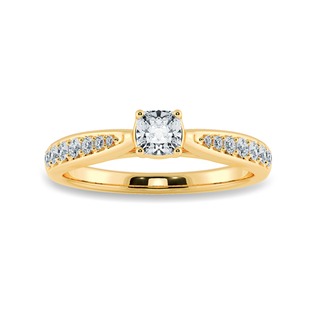 50-Pointer Cushion Cut Solitaire Diamond Shank 18K Yellow Gold Ring JL AU 1279Y-A   Jewelove.US