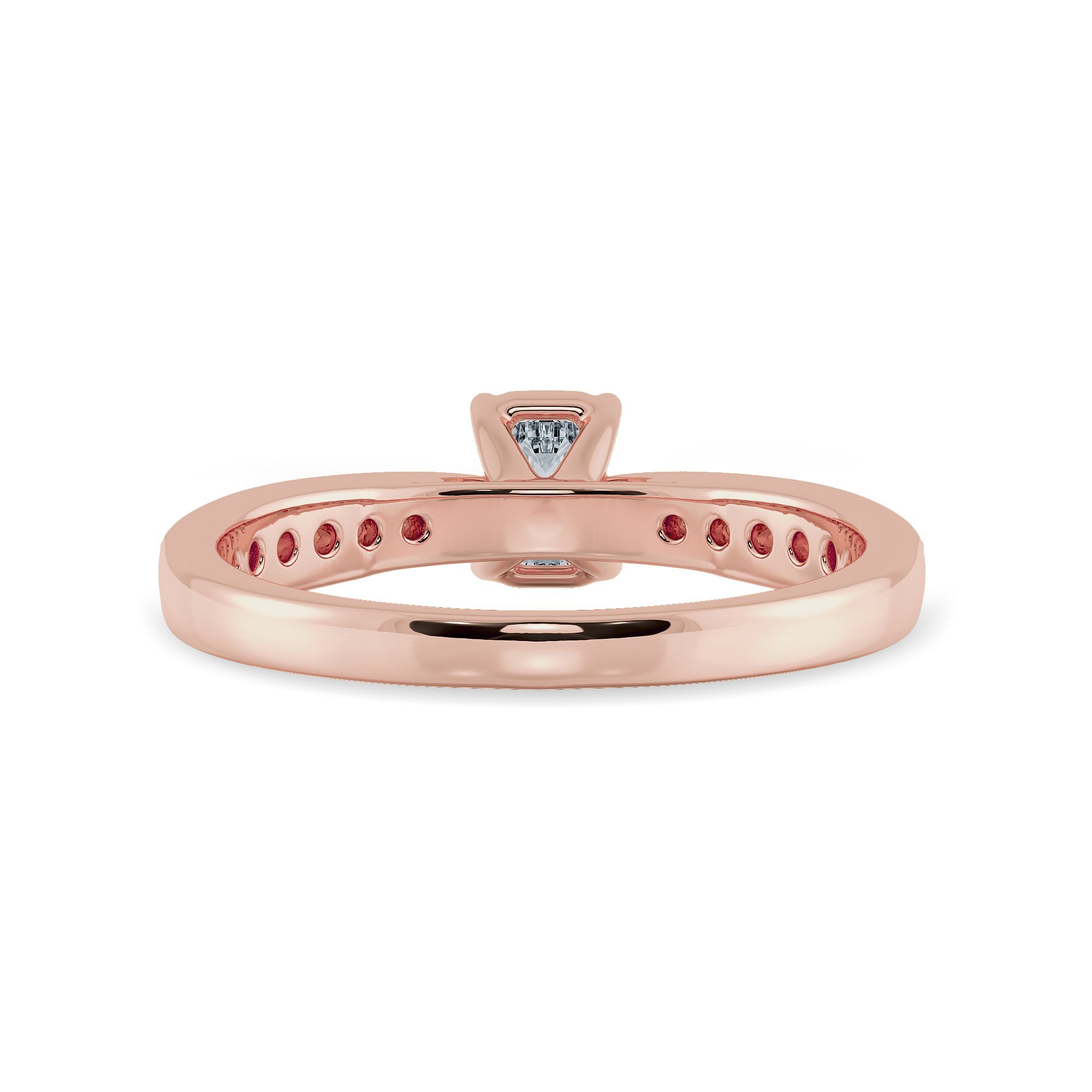 70-Pointer Emerald Cut Solitaire Diamond Shank 18K Rose Gold Solitaire Ring JL AU 1280R-B   Jewelove.US