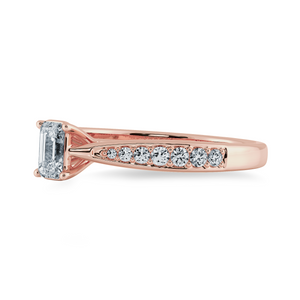 70-Pointer Emerald Cut Solitaire Diamond Shank 18K Rose Gold Solitaire Ring JL AU 1280R-B   Jewelove.US